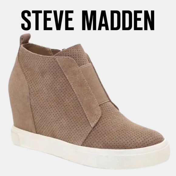 Steve Madden Ankle Booties | Women's Size 10 | Taupe Suede | Platform Wedge - Picture 1 of 7